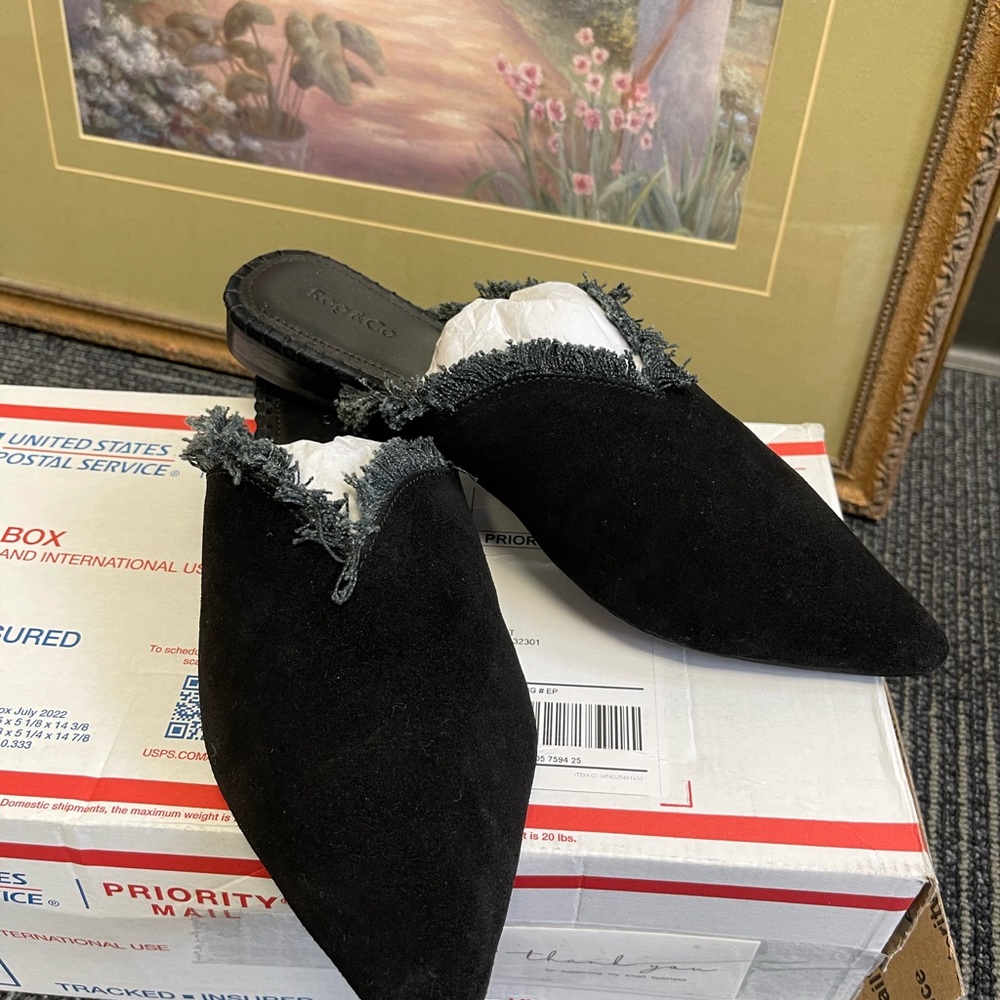 Black Suede Mules